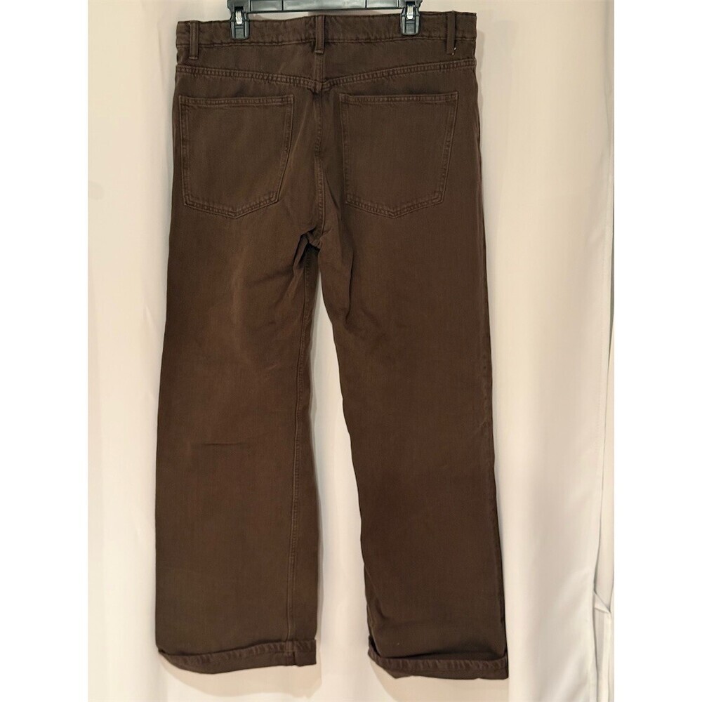 ZARA Jeans Womens Size 12 Brown Dark Wash Straight Leg Mid Rise 5-Pocket - Picture 2 of 8